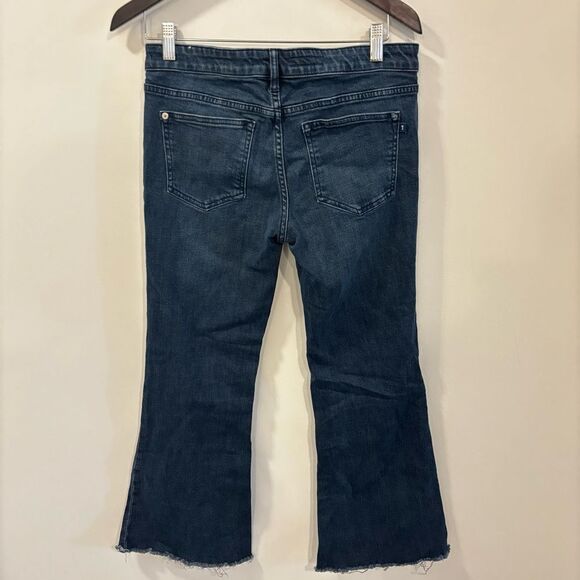 Anthropologie Pilcro Dark Wash Flare Jeans Raw Hem Size 28 - Picture 7 of 12